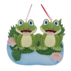 Frog Family of 2 Ornament For Personalization